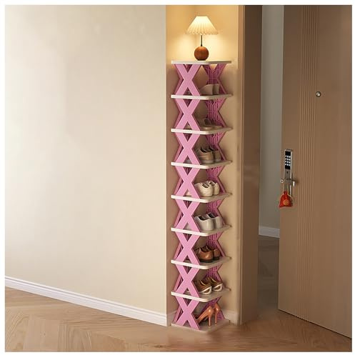 QVK Scarpiera, scarpiera, organizer per scarpe, nessuna installazione richiesta, rimovibile e montata liberamente, 15 cm tra ogni strato, adatta per casa, soggiorno, corridoio (L, rosa)