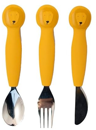 Ma Fabrique Perso - Set de 3 couverts en métal et silicone Lion Trixie - Personnalisable