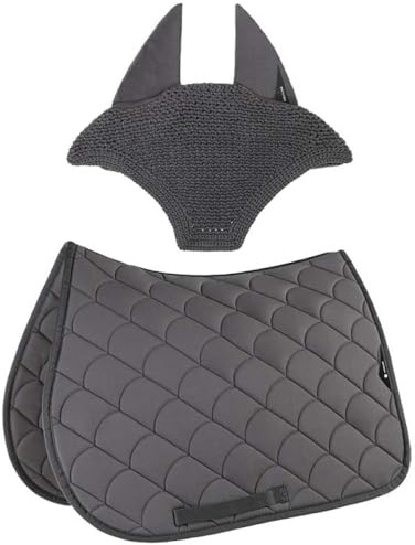 Equiline Set Satteldecke und Mütze Vibe mit Anti-Shock-Steppung Grau N - Spring