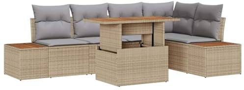 vidaXL Garten-Sofa-Set 6 STK. Beige Poly Rattan