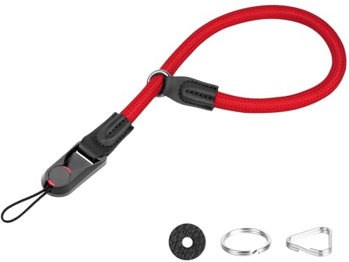 HOTUT Kamera Handschlaufe, Verstellbarer Kameragurt mit Schnellverschluss, Paracord Band Handgelenkschlaufe, Neopren Kamera Handschlaufe für DSLR, Rot