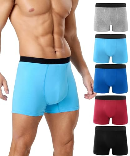 FORVEVO Inkontinenz Pants Männer 150ml Baumwolle,Waschbar Boxershorts Herren für Inkontinenz Unterwäsche mit Saugfähigkeit Pants,Wiederverwendbar Auslaufsichere Unterhosen 5er Pack Multicolor01 2XL
