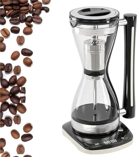 Generico Cafetera De Sifón De 750 W, Cafetera De Vacío Con Sifón De Vidrio, Con Filtro Reutilizable De Acero Inoxidable, 3 Velocidades Ajustables, Capacidad De 240 Ml, Protección Contra Quemaduras