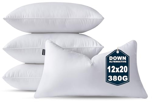 OTPIPCS 4er Set Kissenfüllung 30 x 50 cm Daune Alternative Weiß Rechteckig Kissen für Couch Kleine Innenkissen Sofakissen Dekokissen Kopfkissen Zierkissen Inlett Cushion Bett Zierpolster 12x20 Zoll