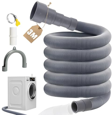 XEIYEI Ablaufschlauch Waschmaschine 3M Universal Waschmaschinenschlauch Abwasserschlauch Verlängerung Set 4 Schnittstellengrößen für Waschmaschinen Spülmaschine Wohnmobil