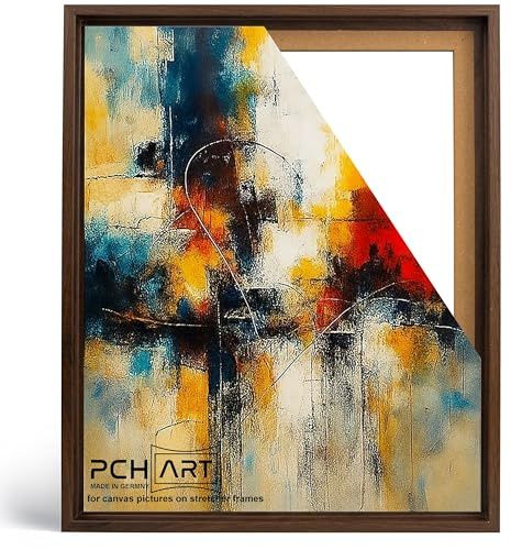 PCH[art] Schattenfugenrahmen in Wallnuss Optik|für Leinwandbilder auf Keilrahmen|Größe: 50x70 cm| Rahmen ohne Glas und Rückwand
