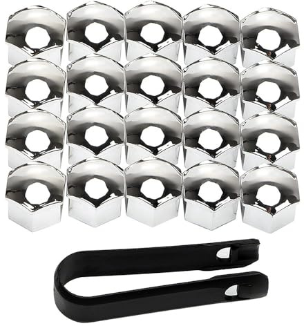 WENINETIES 20 Pièces Capuchons D'écrou de Roue Voiture pour Dacia Duster II 2018-2021 2021-2022 2022-, Boulon de Roue Couvre-Écrous de Pneu Cache Boulon Jante Cache Ecrou,Silver-17mm