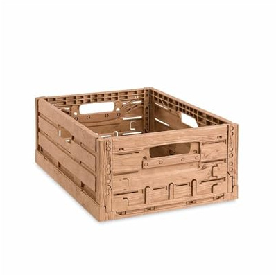PROREGAL Klappbox Active Lock Holzdekor | HxBxT 16,5x30x40cm |Braun | 22,6 Liter | Kiste, Faltbox, Transportkiste, Obstkiste, Gemüsekiste