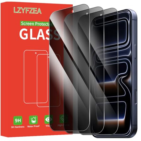 LZYFZEA Lot de 3, Verre Trempé Anti-Espion pour iPhone 17 Pro Max/16 Pro Max, Coque Compatible, Dureté Ultra-Résistante 9H,Film Protection, Sans Bulles