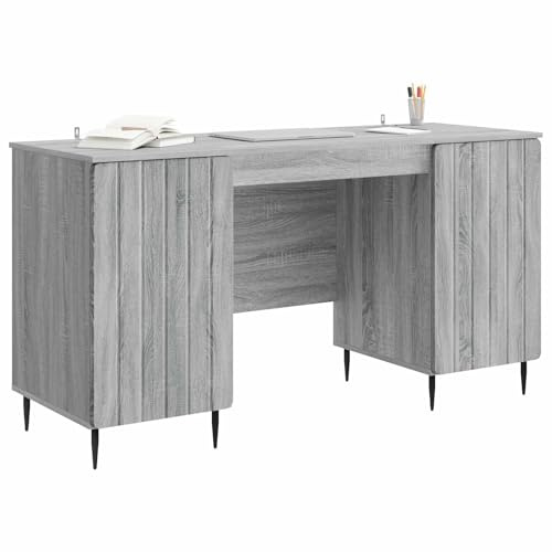 vidaXL Schreibtisch Graues Sonoma 142,5 x 50 x 75 cm Holzwerkstoff, Moderner Arbeitsplatz für Dein Wohnzimmer, rechteckiger Schreibtisch mit viel Stauraum, Robustes Büromöbel