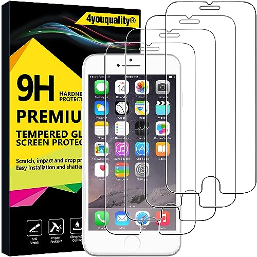 4youquality [4-Pack Screen Protector for iPhone 6 & iPhone 6S, (4.7Inch), Premium Tempered Glass Film [LifetimeSupport][Scratch-Resistant][Anti-Shatter]