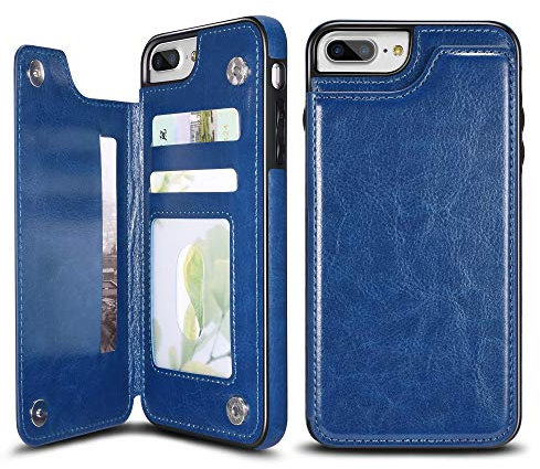 UEEBAI Coque pour iPhone 6/6S, étui de Luxe en Cuir PU avec [Deux fermoirs magnétiques] [emplacements pour Cartes] Fonction Support Durable Antichoc Souple TPU étui Portefeuille arrière pour iPhone