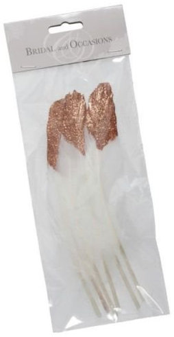 Rose Gold Glitter Half Dipped Feathers 20cm x 6 Pack