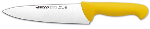 Arcos Serie 2900 - Caja 6 uds Cuchillo Cocinero - Hoja de Acero Inoxidable NITRUM de 200 mm - Mango inyectado en Polipropileno Color amarillo (6 UDS)