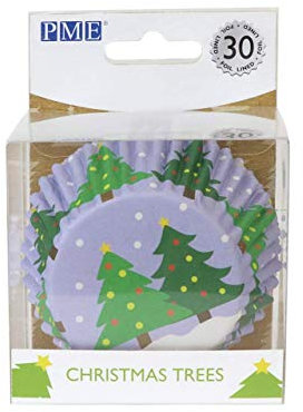 PME BC802 Weihnachtliche folienbeschichtete Cupcake-Förmchen, Weihnachtsbaum (30 Stück), Papier