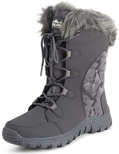 Polar Womens Quilted Faux Fur Cuff Winter Duck Rubber Sole Durable Snow Rain Outdoor Boot