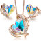 CDE Schmuckset Damen Geschenke für Frauen Herz Halskette Kette Ohrringe Set, Rosegold mit Geschenkbox Valentinstag Jahrestag Geburtstag Muttertags Freundin Ehefrau Mädchen