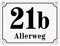 Sosenco Hausnummerschild Hausnummer mit Straßenname - 20x15 cm - Keramik Emaille - Wetterfest - Personalisiert (Weiß)