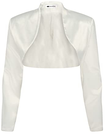 Bolerose formal Satin Langen Ärmel Bolero (Elfenbein, XL)
