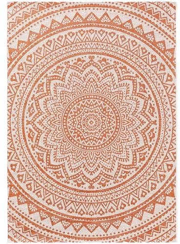 benuta Nest Teppich Cleo - Orange 80x150 cm - Kunstfaser - Outdoor geeignet - Rechteckig & im Style: Ethno-Style, Orient Style - Pflegeleicht für Wohnzimmer Schlafzimmer