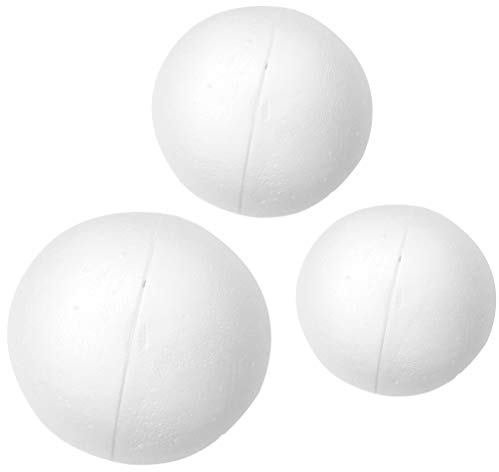 Amosfun Styroporkugeln Schaumkugeln Styroporbälle Weihnachtskugeln für DIY Basteln Kunst Handwerk Heimwerk Material Weihnachtsanhänger Christbaumschmuck Weiß 20cm 25cm 30cm 3 Stück