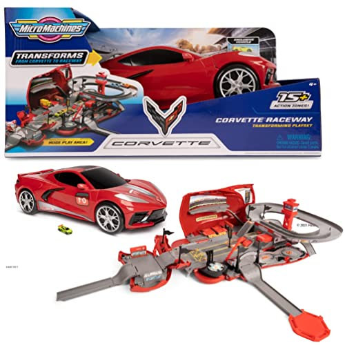 Micro Machines Corvette Raceway Play Set – Se transforme en Piste de Course Automobile – Comprend 1 Jeu de Jeu et 1 Voiture de Course Exclusive – Micromachines Toy Cars à partir de 4 Ans