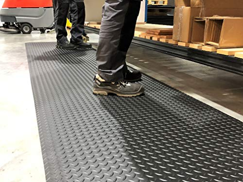 DUPLEX Pro | PROFI Anti-Ermüdungsmatte 2-lagig | verschleißfeste Oberfläche B1 | besonders ergonomisch + trittsicher | Rautenprofil | 14mm hoch (120cm x 250cm, schwarz)