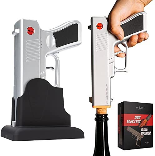 Electric Gun Wine Opener - Corkscrew Wine Opener-Rechargeable Battery, Open Wines Electronic Cork Puller - Unique Anniversary Birthday Gifts for Him, Wine Gifts for Men