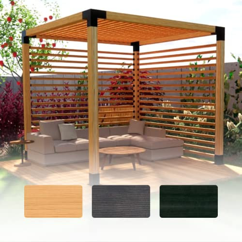 2x4 Premium Wooden Garden Pergola | Bespoke Sizes & Colour Options Available | Pergola DIY Kit | Gazebo (2x4 Anthracite Grey | Right Privacy Slats)