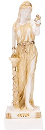 BEAUTIFUL GREEK STATUES Hestia Göttin des Herdes, Heimfamilie und der Staat Statue Goldton 16,2 cm