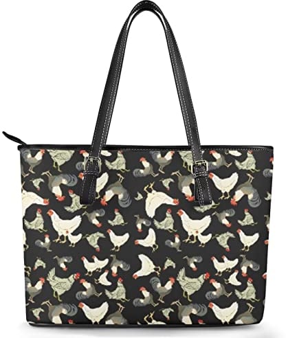 Binienty Schulter-Handtaschen für Damen, mittelgroß, PU-Leder, Tragegriff oben, Hobo-Taschen, Rooster-2