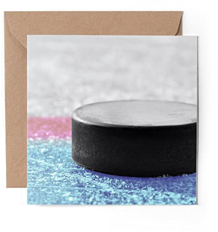 1 x Grußkarte Eishockey Puck Skater Spiel – blanko Geburtstag Feier Jahrestag #14196