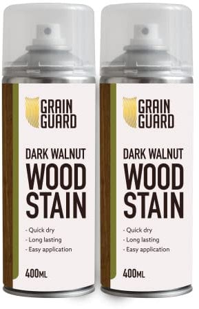 GRAIN GUARD Wood Stain Aerosol | Black Ebony | Water Based Stain| Easy Spray Application | Quick Dry | 2 x 400ml