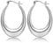 Silber 925 Creolen Groß Ohrringe Damen, Sterling Silber 925 Creolen Ovale, Silber 925 Ohrringe Creolen Klobige Große, Hypoallergen Silber Creolen Oval Mode Ohrringe Dick Creolen Groß Damen