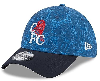 New Era Chelsea FC Lion Crest All Over Print Blue 39Thirty Stretch Fit Baseball Cap - Unisex, blau, S/M