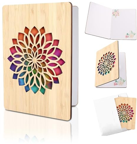 Cozevdnt Grußkarte aus Holz Handgefertigte, Valentinstag Karte Holz, Beste Kreative Geschenkkarte, Premium-Grußkarten aus Bambus und Holz, Einladung Karte Holz mit Umschlag