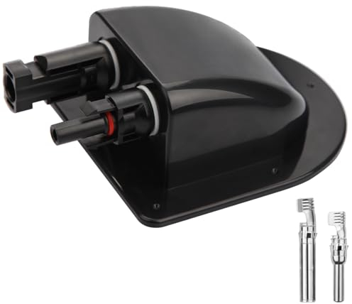 Mbsomnus Pasacables resistente al agua ABS para techo solar para autocaravana, cable de pared negro con doble entrada de cable, carcasa para placas solares, caravanas, barcos, proyectos solares