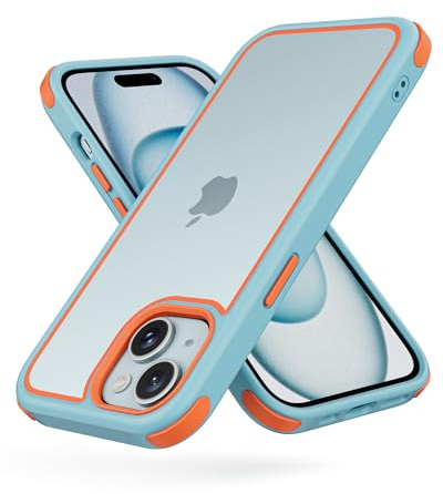 MobNano Compatible with iPhone 15, Ultra Thin Hybrid Case, Soft TPU Shockproof Bumper Anti Scratch Cover for iPhone 15 - Blue/Orange