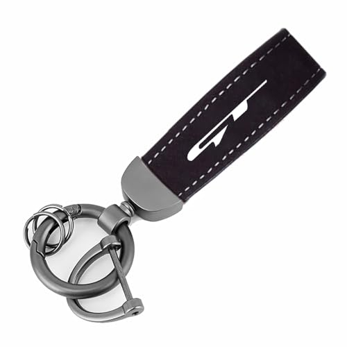 TrUkd Auto Schlüsselanhänger Leder Metall Kompatibel mit für Kia Rio Ceed Optima Sportage Picanto Proceed GT GTLine - Geschenk für Männer Frauen Autozubehör,S-A