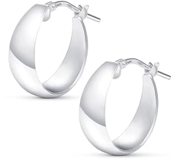 Amberta Damen 925 Sterling Silber Dicke Ohrringe: Silber Dicke Ohrringe 15 mm