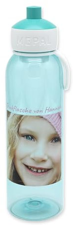 Mepal Wasserflasche Pop-up Campus 500ml - mit ihrem Foto, Name, Spruch (grün)