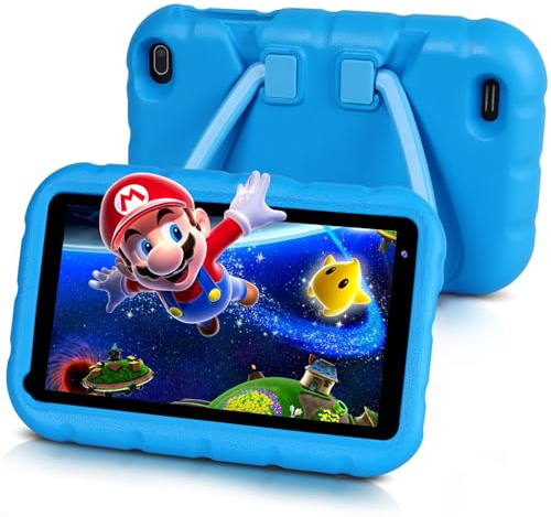 YESTEL Tablet Bambini 7 Pollici, X3 Tablet Per Bambini Supporto Controllo Dei Genitori/1.6 GHz/GPS/32GB Espandibili Fino A 1TB,Con Wi-Fi, Tablet Con Cover Anti-Caduta, Blu