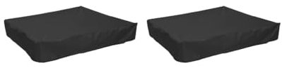 2er Set Sandkastenabdeckung Eckig Wasserdicht Sonnenschutz Faltbar Outdoor Garten Strand Sandkasten Kinder Sanddach Schwarz 200x200cm