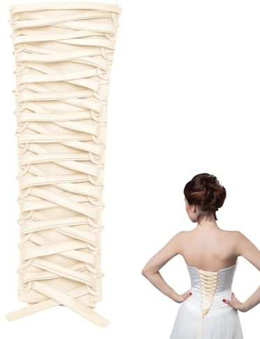 nbeads Korsett Kit Kleid Reißverschluss Ersatz, Rückenset Aus Satin Mit Verstellbarer Passform Und Schnürung Aus Satinband Für Formelle Ballkleider, Beige