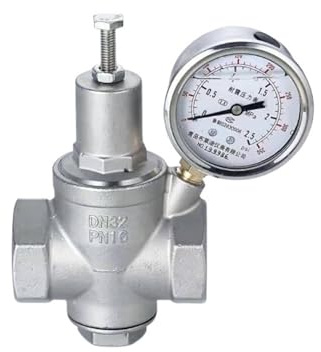 Druckminderer Wasser Wasserdruckminderventil aus Edelstahl 304 mit Manometer DN15-DN40 Wasserdruckregler-Entlastungsventile (Size : DN15-length 70mm)