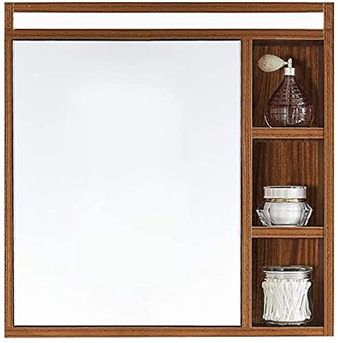 Badezimmer-Wandschrank, Badezimmerschrank zur Wandmontage für Zuhause oder Hotel, Badezimmer-Spiegelschrank aus Holz mit LED-Spiegelscheinwerfern, rechteckige, wandmontierte Aufbewahrungsspi