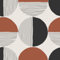 VEELIKE Papier Peint Géométrique Bohème Orange et Noir Papier Peint Graphique Milieu du Siècle Vintage Papier Peint Orange Motif Décoration Murale Chambre Salle de Bain Amovible 44,5cm x 300cm