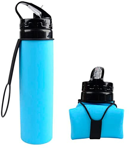 ZUOZUIYQ Outdoor-Flaschen, 600 ml, Silikon, für Reisen, Sport, flexibel, faltbar, Wasserflaschen, faltbares Trinkgeschirr mit Flasche (Farbe: Schwarz, Größe: 600 ml)