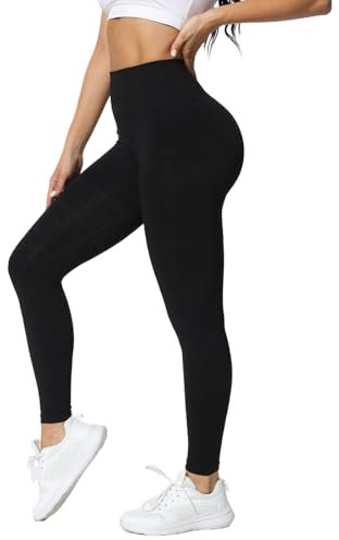 TAYOEA Sport Leggings Damen Ohne Scrunch Gym Leggings Seamless Push Up Yoga Hosen Blickdicht High Waist Sporthose Damen für Fitness Yoga Workout Schwarz,S