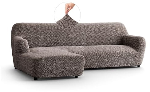 PAULATO - Bezug für Sofas mit linker Halbinsel, Sofabezug Ecksofa L Form Stretch Mikrofaser, kratzfestes und maschinenwaschbares Gewebe, WavyTech-Technologie, Made in Italy - Venezia Braun